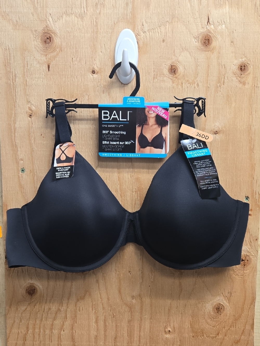 Bali Size 36DD Black Lightweight One Smooth U T-Shirt Bra